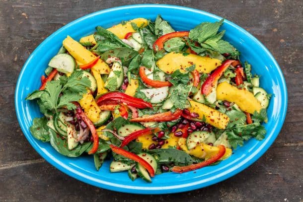 Mediterranean-Style Mango Salad Recipe with Spinach